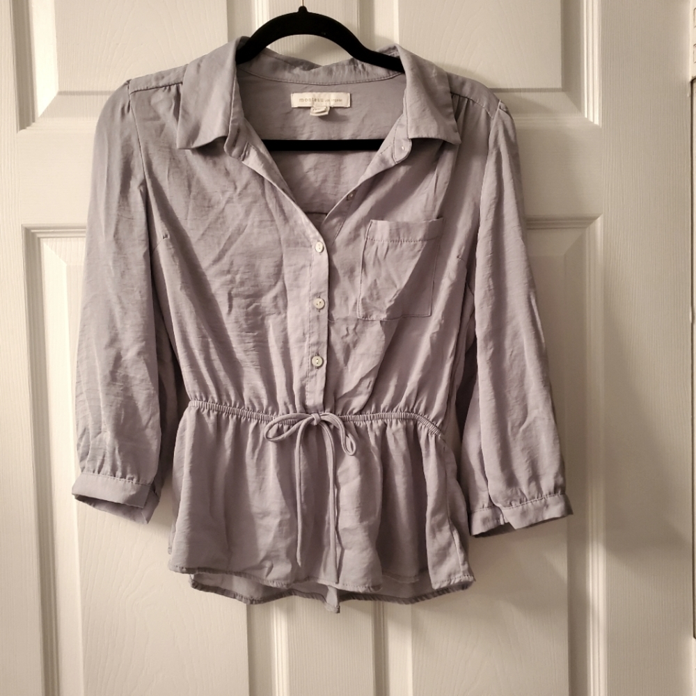 Monteau Light Blue/Dusky Blue Blouse (Size: Large)